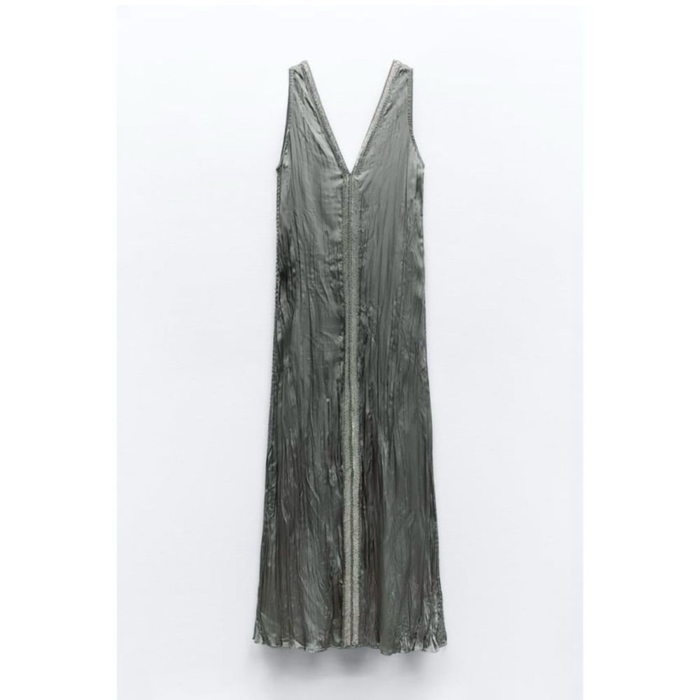 Zara Olive Green Maxi Dress - Picture 2 of 5